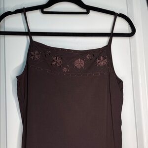 Ann Taylor Brown Embroidered Camisole